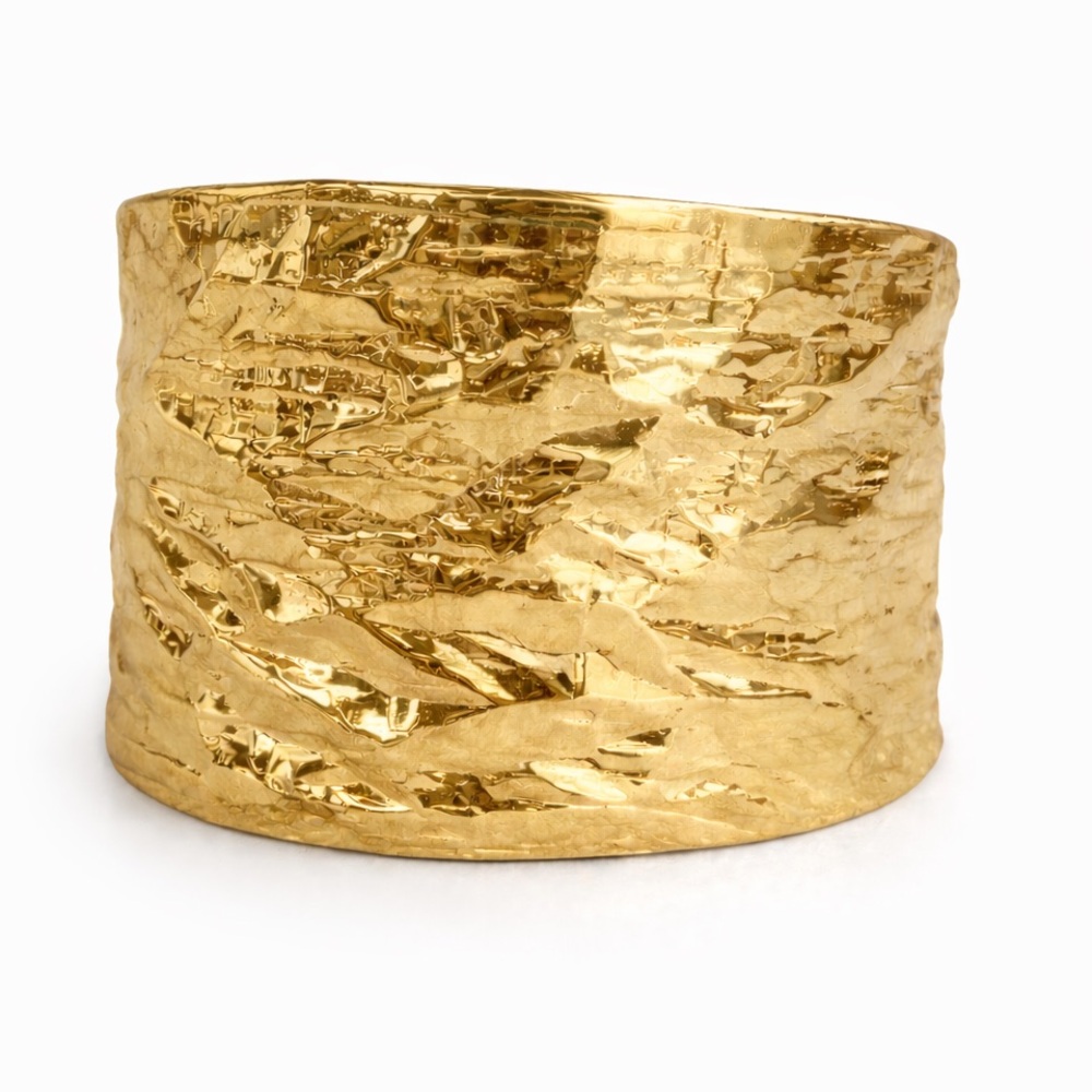 Gold Handmade Hammered Metal Cuff Bracelet